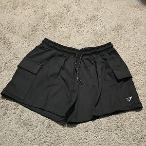 Gym Vibe Black Women's Cargo Drawstring Shorts